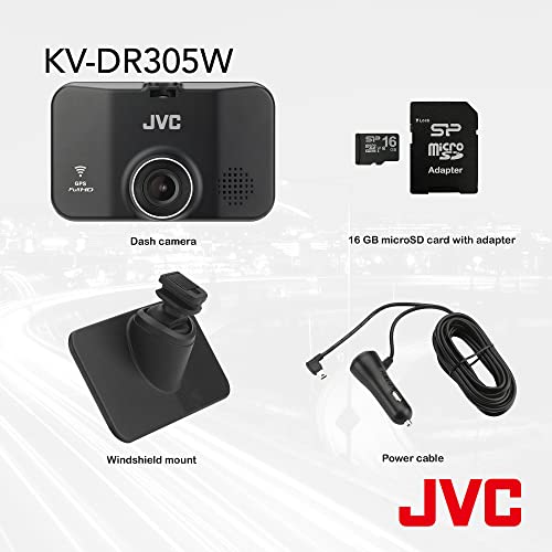 JVC KV-DR305W 1920x1080p Full HD Recorder GPS Dash Cam for Car, 2.7 JVC KV-DR305W 1920x1080p Full HD Recorder GPS Dash Cam for Car, 2.7